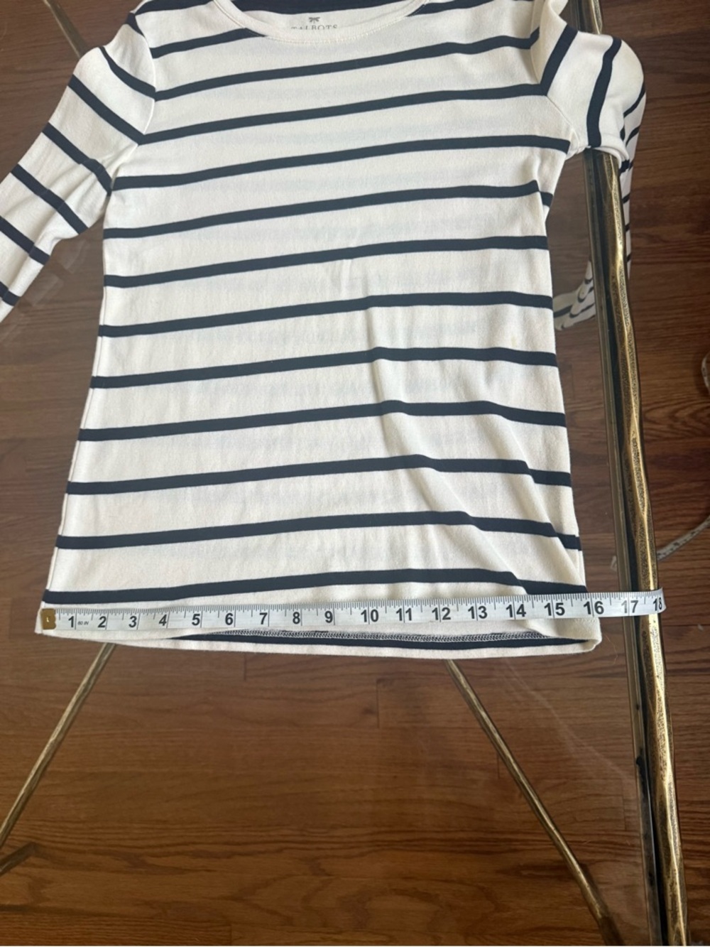 Talbots Striped Long Sleeve Knit Top - Ivory & Navy Sz SP - Picture 8 of 11